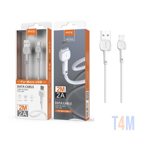 MTK DATA CABLE TB1245 BL FOR MICROUSB 2.4A 2M WHITE